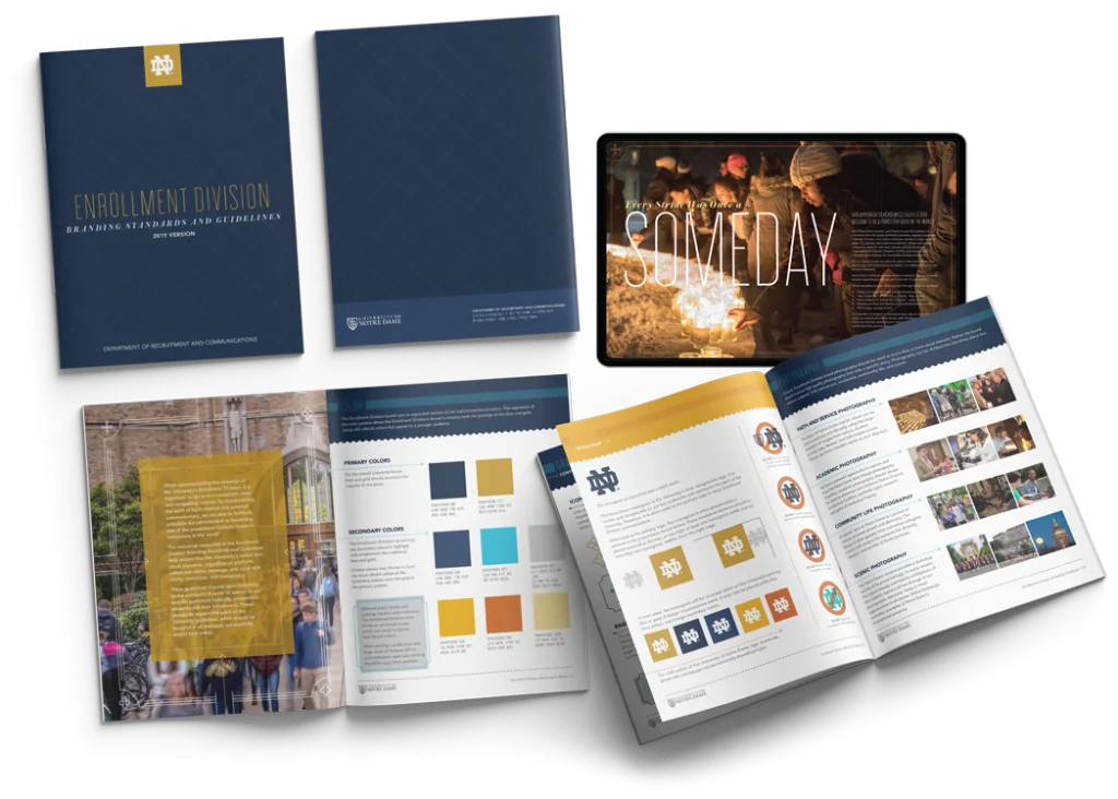 University of Notre Dame enrollment brand materials